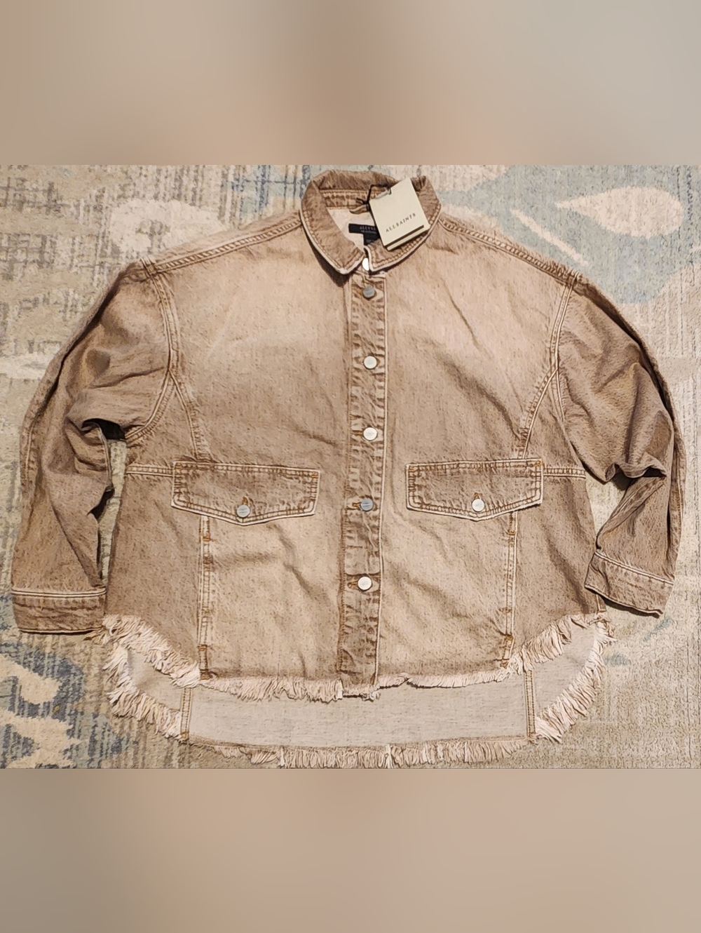 ALL SAINTS Hettie Denim Shacket. Sand Brown. Size 8. NWT